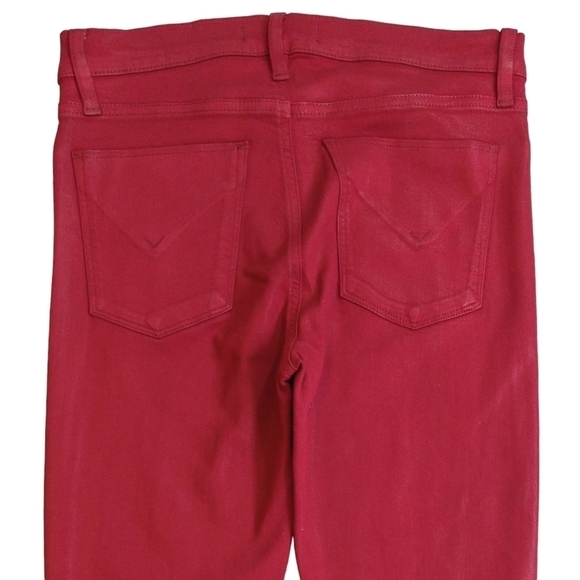Hudson Nico Oxblood Wax Red Super Skinny Jean Mid Rise Coated Modern - Picture 4 of 7